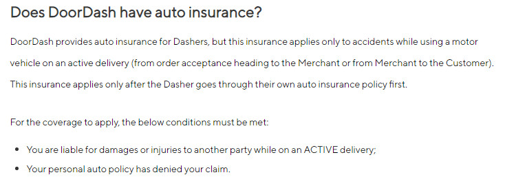 Does DoorDash have auto insurance?